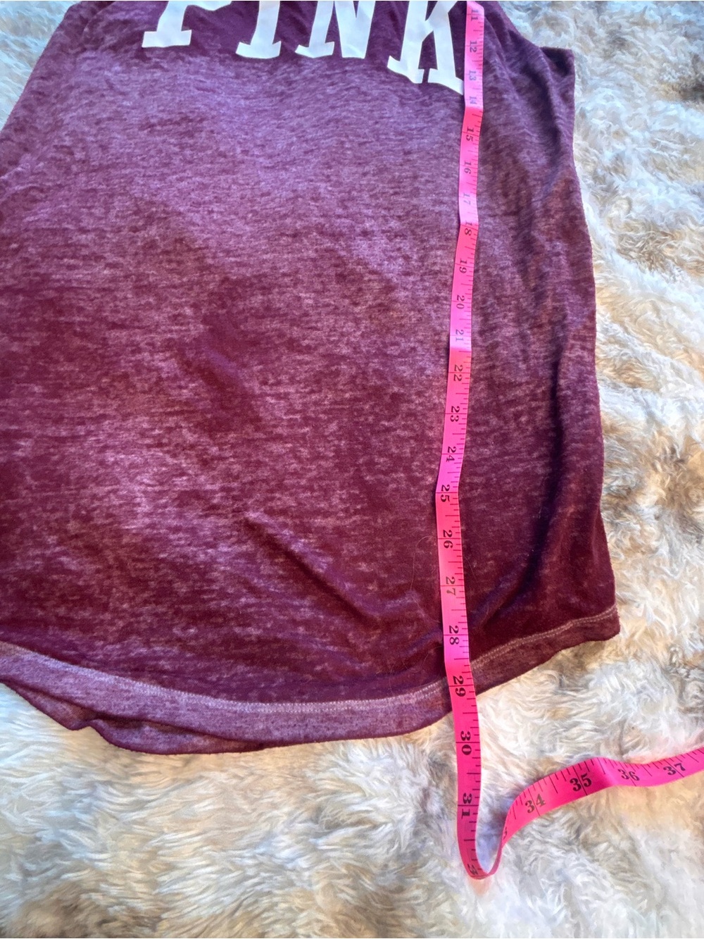 PINK Victoria's Secret Washed Burgundy Tank with White Label - Picture 5 of 7